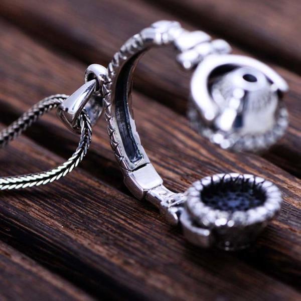 Mens Sterling Silver Necklace with Headphone Style Pendant(N01706201)