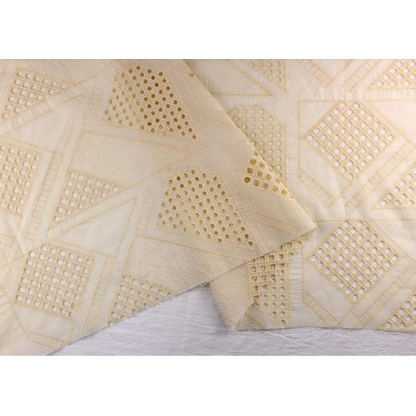 Allover Embroidered Eyelet Cotton Lace Fabric For Wedding Dresses With Hollowed Circle