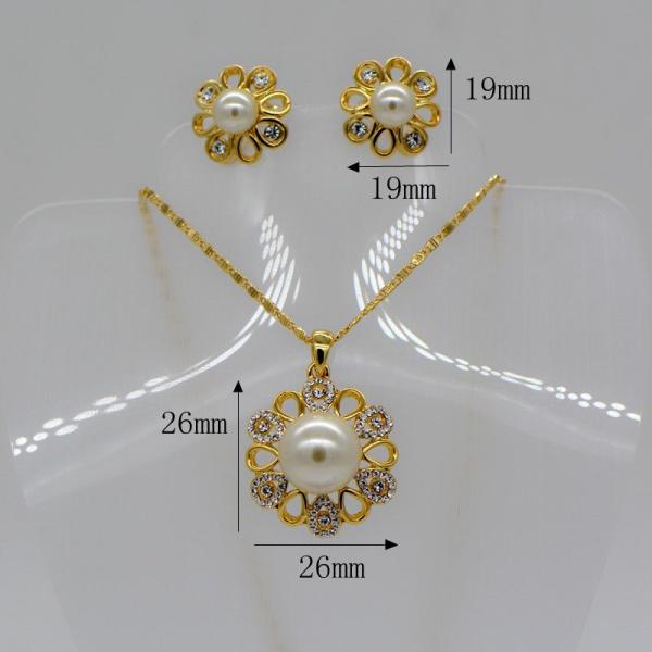 Pearl Trendy luxury crystal Necklace pendant 18K Real Gold Plated Necklace Earrings