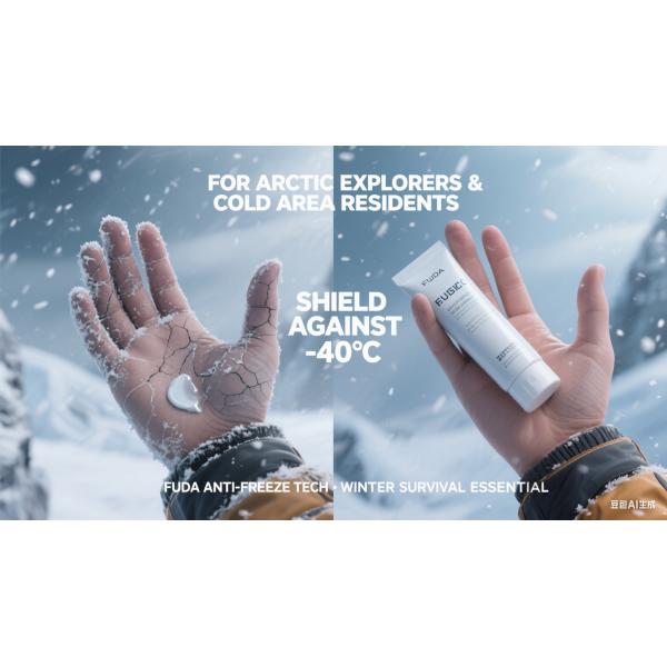 Strong anti-freeze repair cream for hands, feet, elbows, and knees, proven to prevent cracking in extreme cold.