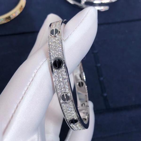 Factory Custom Fine Jewelry 18k White Ogold LOVE Bracelet, Diamond-Paved, Ceramic Bracelet