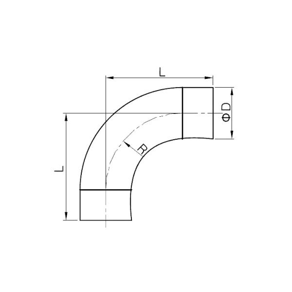 Dimension of Sanitary Weld Elbow – 90° with Tangent Ends- 3A