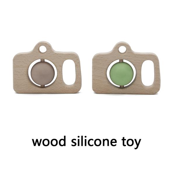 Food Grade Wood SGS Silicone Baby Rattle Sensory Teething Toys