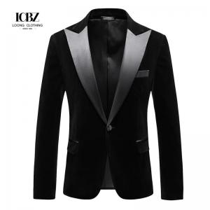 China Men's Gold Velvet Casual Suit Slim Fit Velveteen Jacket for Stage Performance Hosts on sale