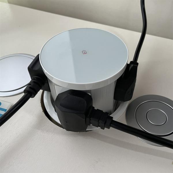 USB A+C Fast Charging Wireless Charger 3 Power Outlets Pop-Up Desktop Kitchen Socket UK Plug Standards Tabletop