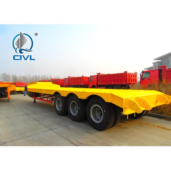 50 Tons Low Bed Semi Trailer , 3 Axles Flat Low Flatbed Trailer Manual Transmission