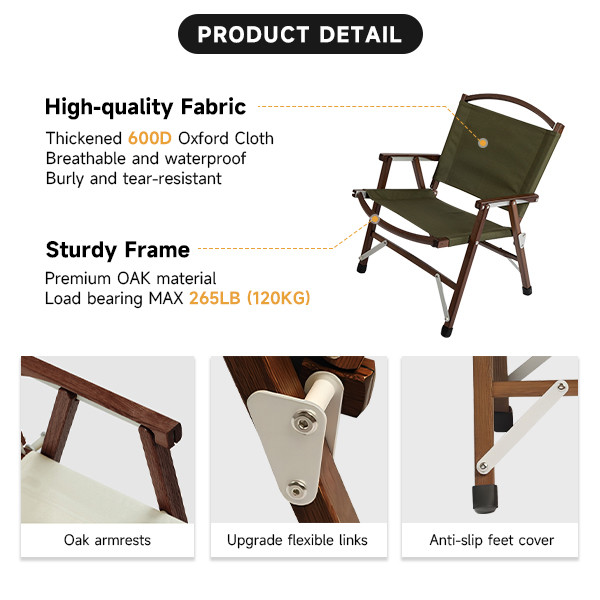 Portable wooden chair in use