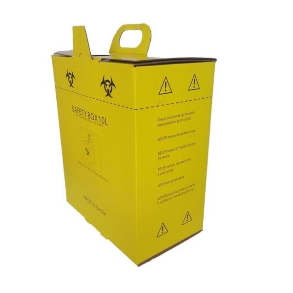 10L Safety box, Disposable Medical Cardboard Safety Box, Safety Box For Syringe,Needles and sharps, 10 Liters