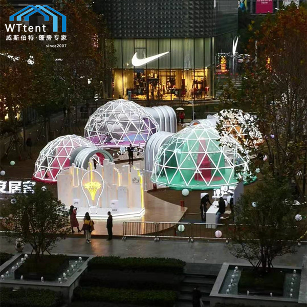 Half Sphere Outside Geodesic Dome Camping Tent Stove Bathroom