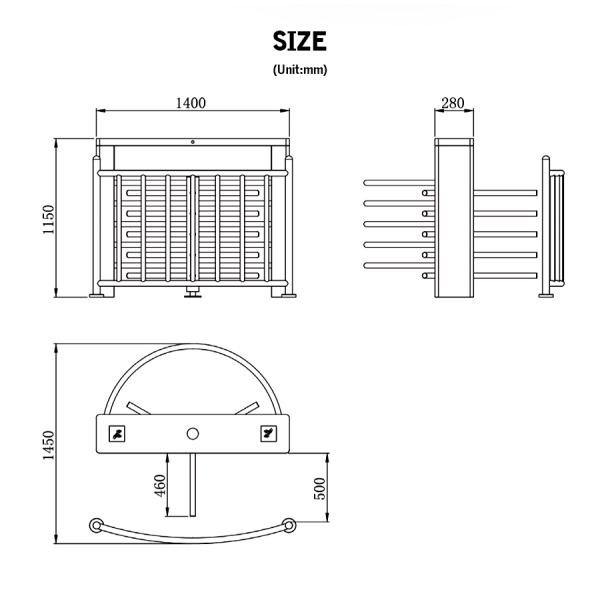 Swiping Card Half Height Turnstile SUS304 1.2mm Thickness Electromagnet Control