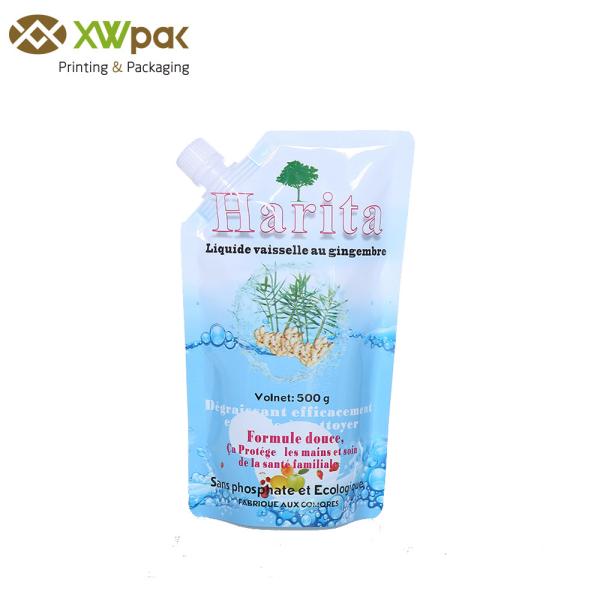 Printed Aluminium Foil Plastic Liquid Packaging Bags , Bottom Gusset Spout Pouch Packaging