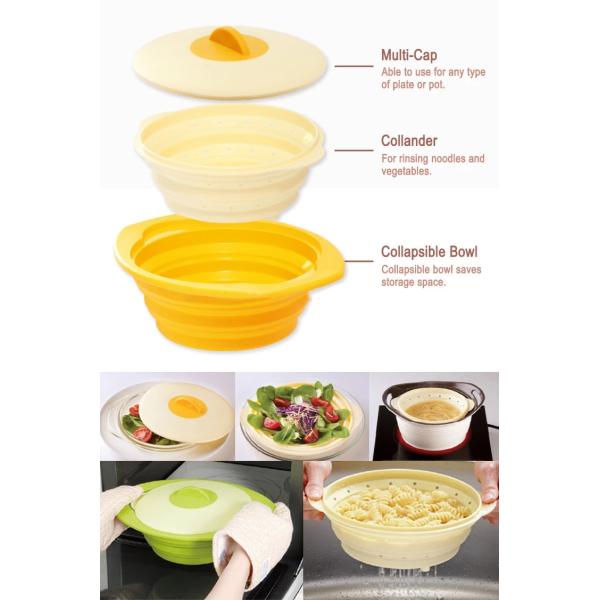 1600ml Double Color Lids Collapsible Silicone Steamer Microwave Safe