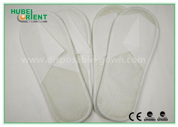 Cheap White Disposable Hotel Slipper / Closed toe One Time Use Nonwoven Slipper EVA Sole for sale