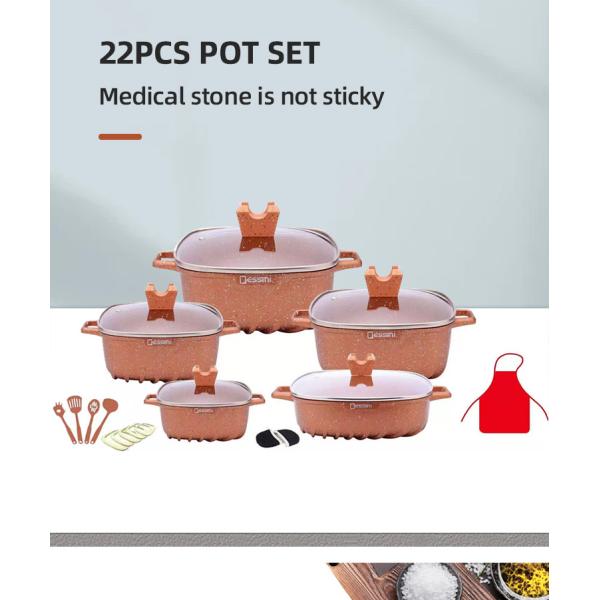 Wholesale Multifunction Pot And Pans Set 22pcs White Cooking Pot Sets Non-Stick Aluminum Cookware Sets