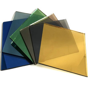 Blue Tinted Tempered Glass 10mm 12mm Coated With Yellow Brown Green