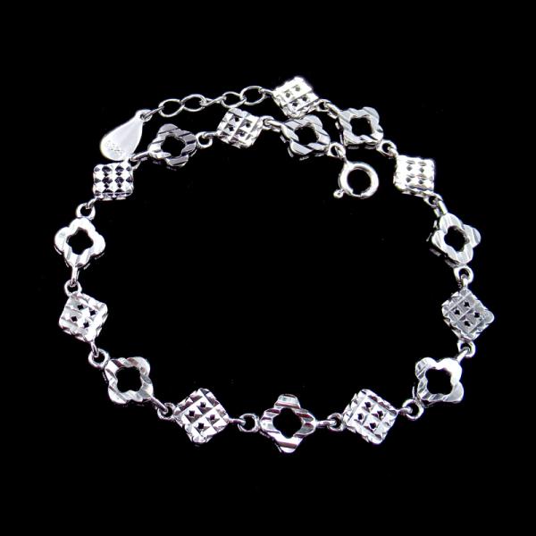 Women Plain Silver Bracelet Christmas Snowflake 925 Silver Bracelet Jewelry