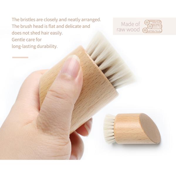 Wooden Handle Facial Cleaning Brush Makeup Remover Brush With Super Soft Goat Bristle