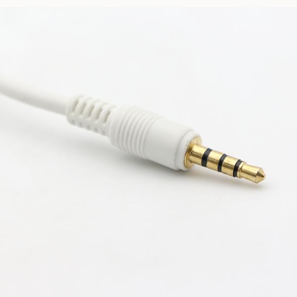 Custom White Gold Connector Male To Male Right Angle 3.5mm Jack TRRS Plug Stereo Audio Cable