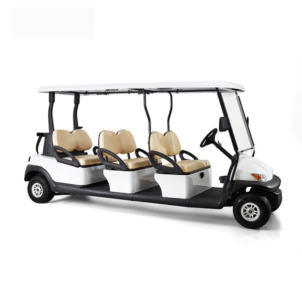White Four Wheels 6 Person Golf Cart , Road Legal Golf Buggy With Long Roof