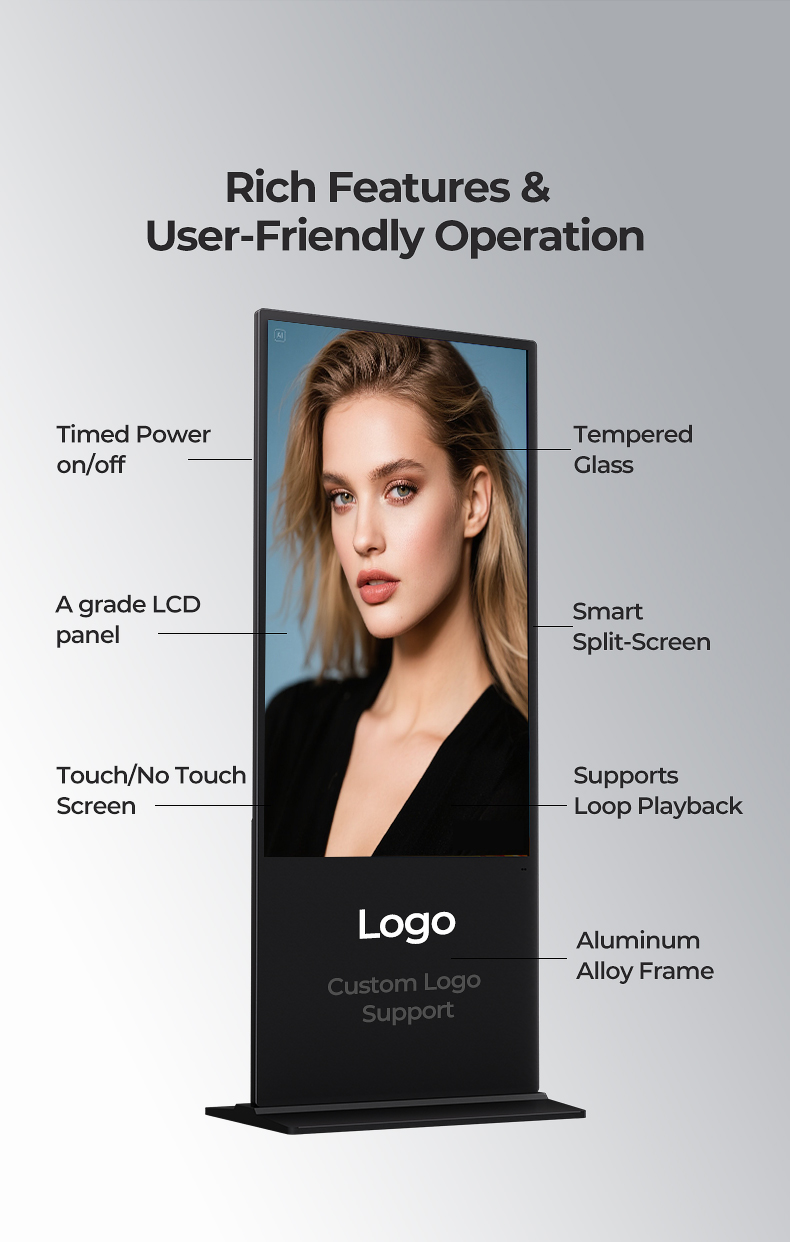 Floor Standing HD TOuch Screen Floor Standing Kiosk LCD Advertising Player Digital Poster Digital Signage