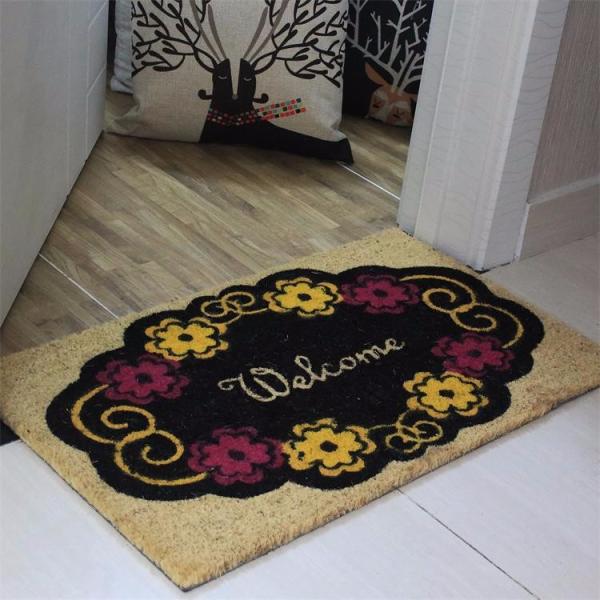 Brown Coir Entrance Matting , Coir Logo Mats Healthy Environmental Function