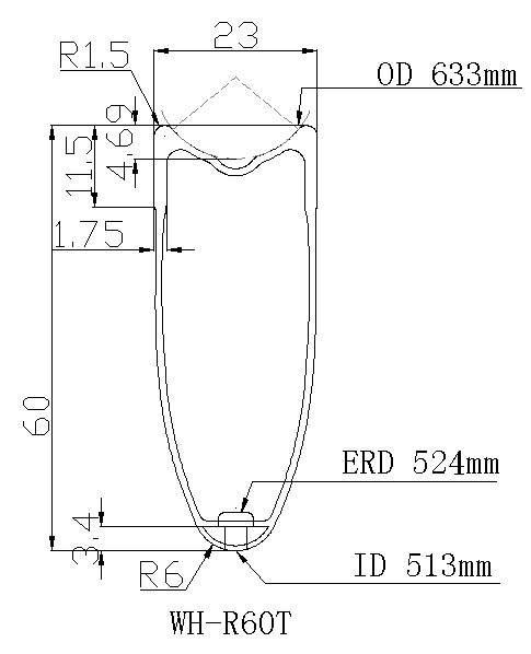 high quality carbon tubular rim 700c 60mm cycling rims 3K matt track/road bike width 23mm