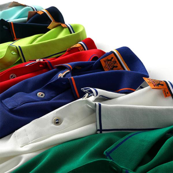 Black Staff Mens Breathable Polo Work Shirts Screen Printing Plain Solid Blue Color