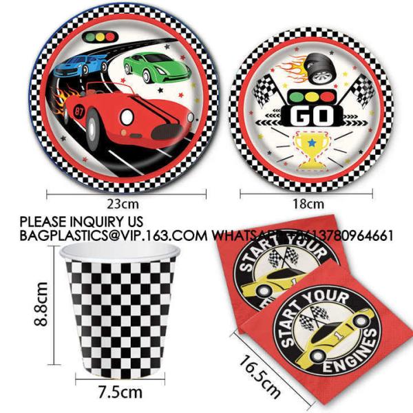 Hot Sale Happy Birthday Party Decoration Disposable Plate Set Racing Car Party Supplies