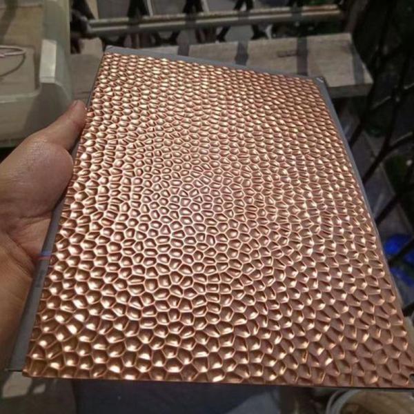 Grade 201 304 316 PVD Rose Gold Color Hammered Metal Sheet Stainless Steel Table