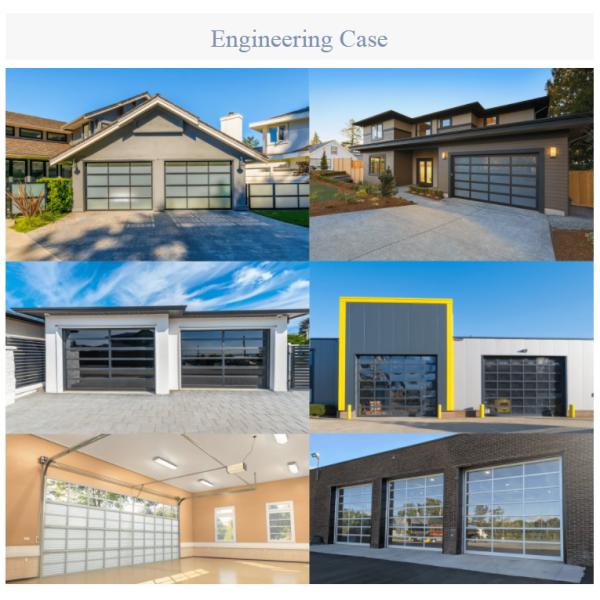 Modern Aluminum Sectional Door White Brown Grey Alloy Sound Insulation Door Automatic Opening Transparent Glass Door