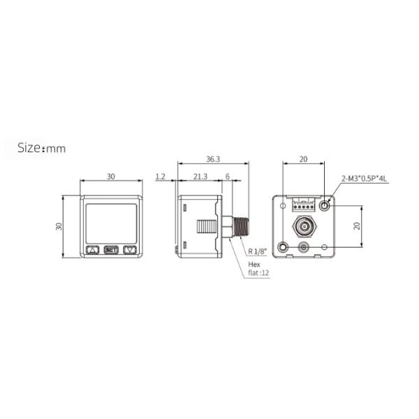 Ottonius PSK1 Pressure Sensor dimensions diagram