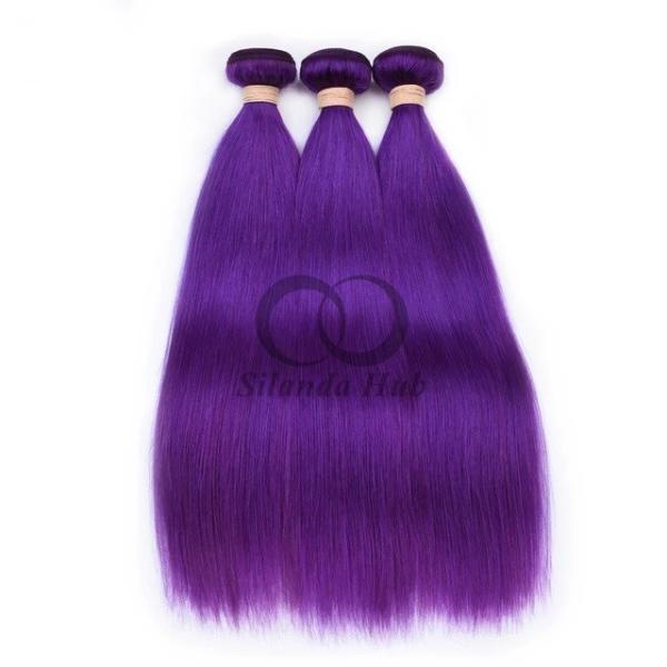Purple Straight Remy Human Hair Bundles Sew In Weave Bundles Brazilian Bundle Deals