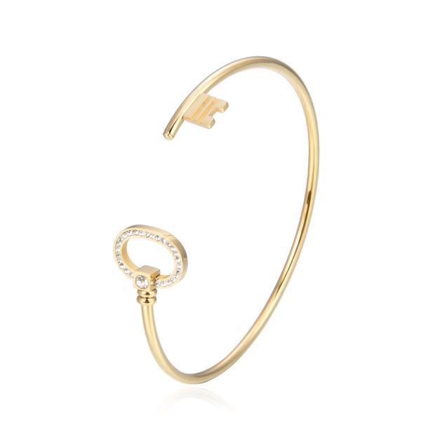 Saya Stainless Steel Designer Jewelry Key Lock Rhinestone 18k Gold Love Bracelet