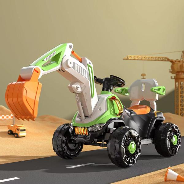 LED Headlights and Dynamic Music 6v Electric Ride on Construction Truck Car for Kids