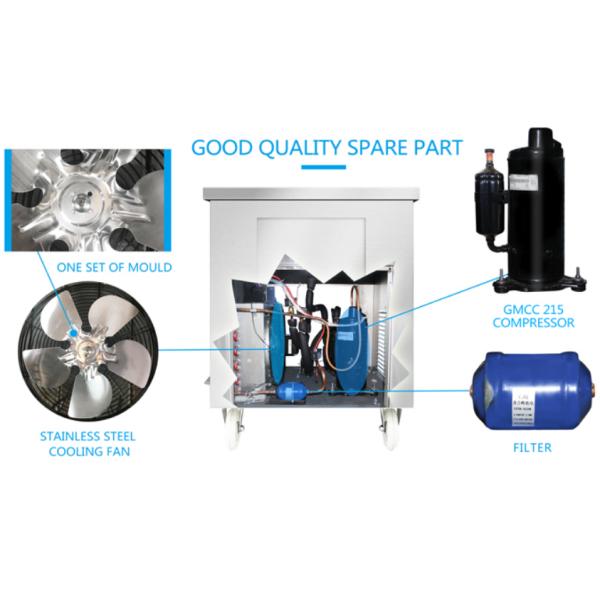 Frozen Commercial Ice Cream Frying Machine With 2 Flat Pans And Imported Compressor Stainless Steel Fried Ice Cream Roll