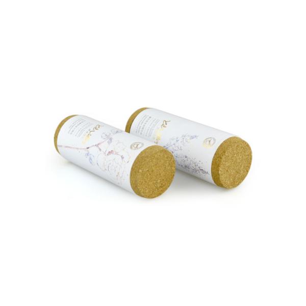 Elegant Gold Stamping Cardboard Tube Packaging with Cork for Perfume / Essential Oil