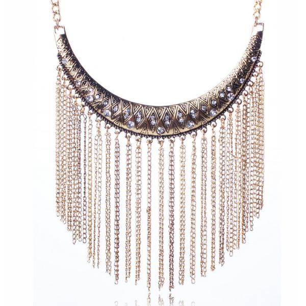 European-American big national wind exaggerated retro metal necklace diamond