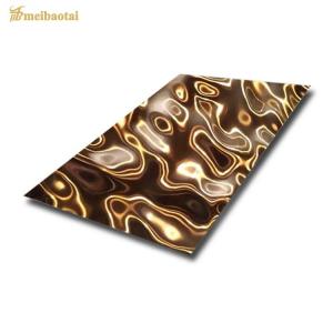 Quality Golden Mirror Color Water Ripple Stainless Steel Plate Decoration Ceilling Office wholesale