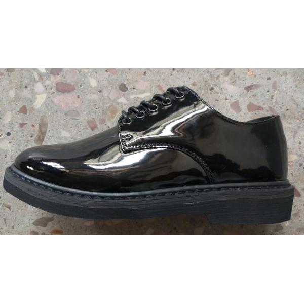 Cow Leather Black Shiny Formal Shoes Rubber Outsole Army Officer Shoes