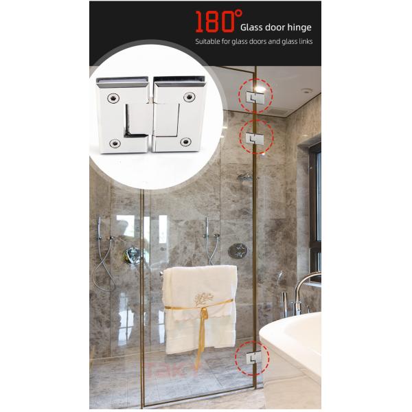 Hotel Bathroom H Type Stainless Steel Mirror Shower Glass Door Hinges 12mm Bevel Edge
