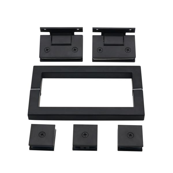 Stainless Steel 201 90 Degree Wall to Glass 10mm Shower Glass Door Hinge Set Black