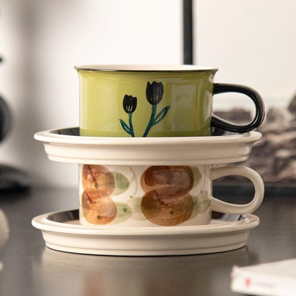Stocked Ceramic Coffee Cup 250ml Porcelain Flower Cup Set 8.45oz Italian Cappuccino Cups