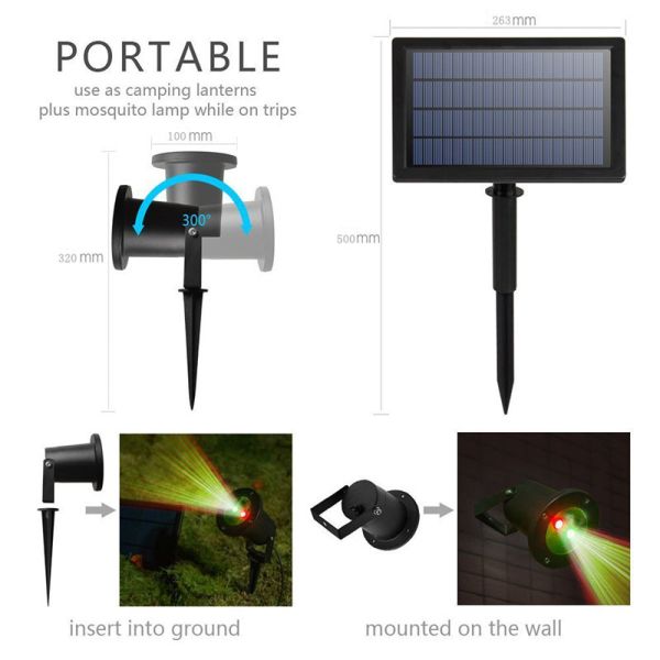 IP65 LED Solar Powered Spot Lights Outdoor For Outside Decor Illumination