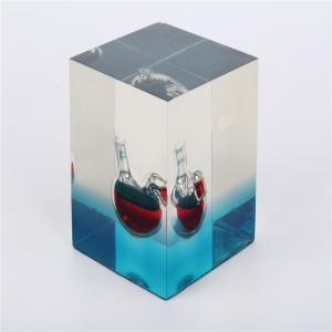 Quality Personalized Transparent Square Paper Weight , Liquid Filled Paperweight wholesale