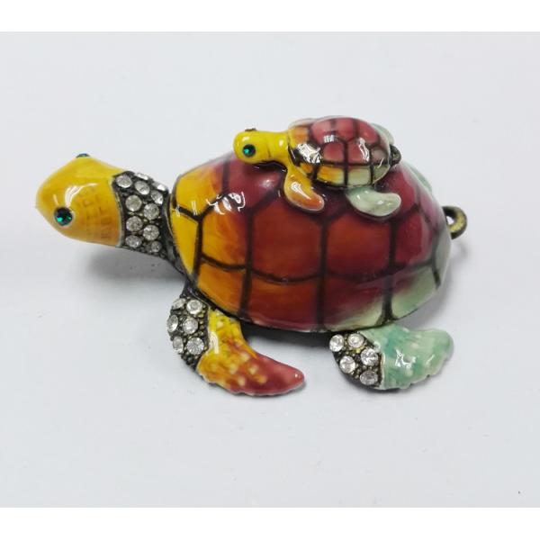 Mum & Baby Turtle metal trinket box turtle treasure box metal jewelry box