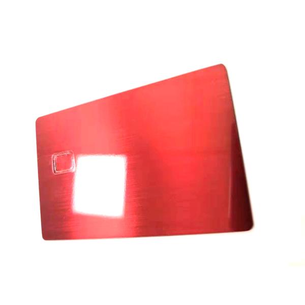 Red 1.2mm Metal Membership Card With Chip Brush Finishing