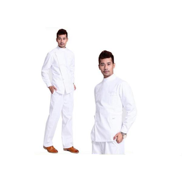 Plain Color Mens Medical Scrubs Beautiful Chest Pocket Self - Adhesive Closure At Neck