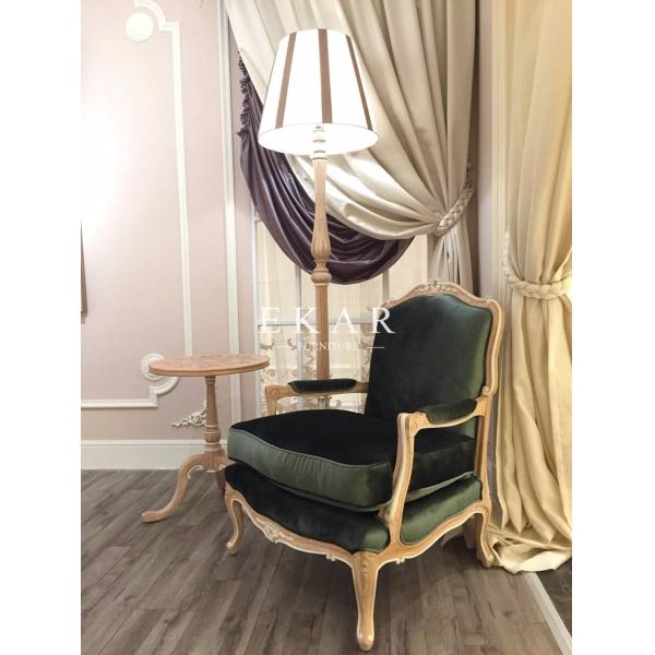 Fabric Leisure Antique Arm Wood Relaxing Chair