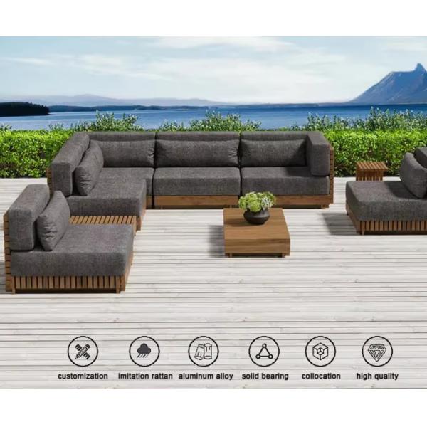 PE Rattan Teak Wood Hotel Poolside Coffee Furniture Set Sofa Outdoor For Villa Garden