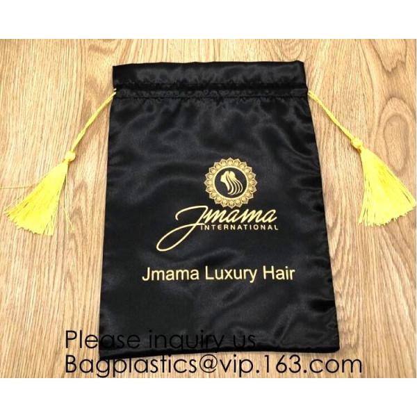 Rose Gold Printing White and Gold Silk Packaging Bags For Clothing Industry,Pink Silk and Velvet Drawstring Bag With Ros